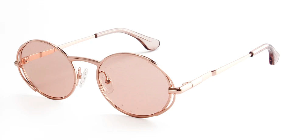 Esnbie Women's Full Rim Round Oval Alloy Sunglasses 24022
