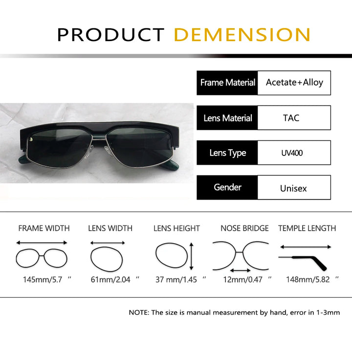 Esnbie Unisex Full Rim Oval Acetate Alloy Tac Sunglasses 240741