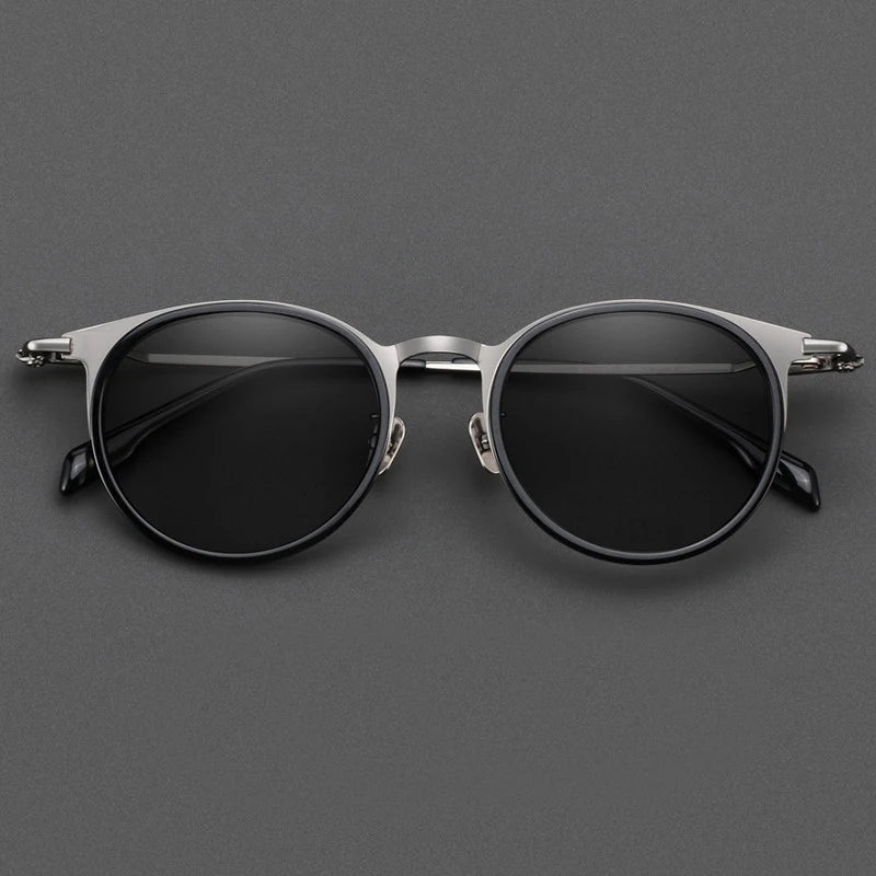 Black Mask Men Full Rim Round Titanium Polarized Sunglasses BM-0056