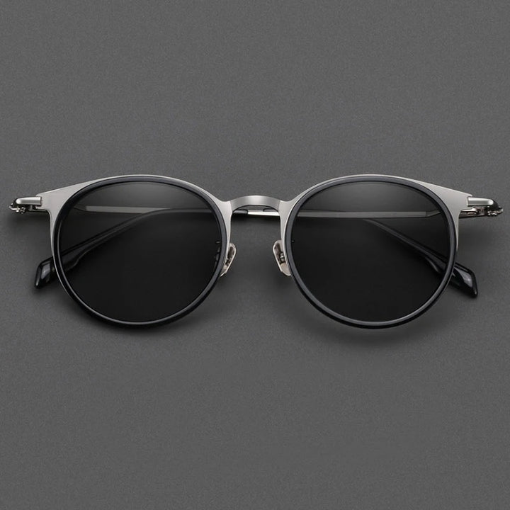 Black Mask Men Full Rim Round Titanium Polarized Sunglasses BM-0056