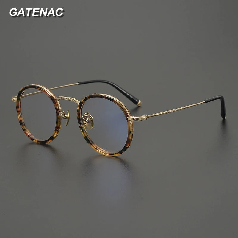 Gatenac Women's Full Rim Oval Round Acetate Titanium Eyeglasses G1288
