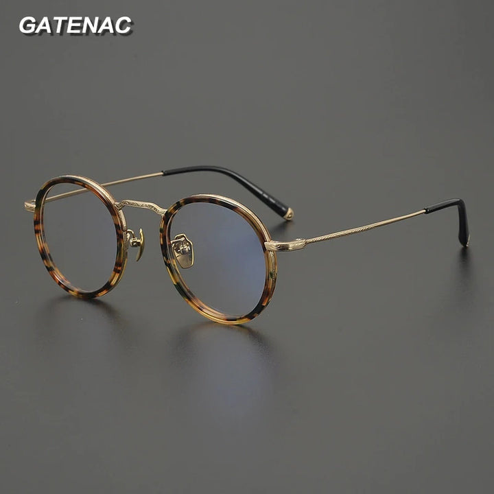 Gatenac Women's Full Rim Oval Round Acetate Titanium Eyeglasses G1288