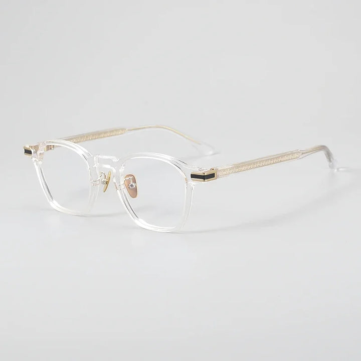 Aror Unisex Full Rim Square Acetate Titanium Eyeglasses 49082 Full Rim Aror Transparent white