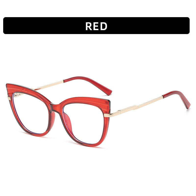 CCSpace Women's Full Rim Square Cat Eye Tr 90 Titanium Eyeglasses 56148 Full Rim CCspace Red  