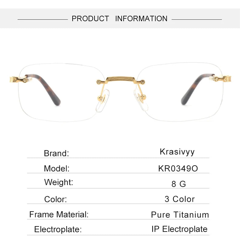 Krasivyy Women's Rimless Square Titanium Eyeglasses 3490 Rimless Krasivyy   