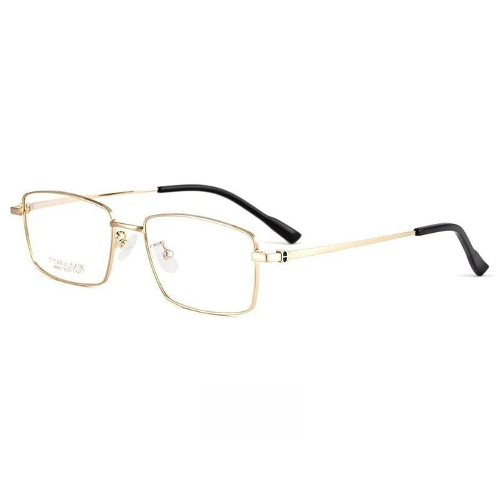Yimaruili Men's Full Rim Small Square Titanium Alloy Eyeglasses 98662a Full Rim Yimaruili Eyeglasses Gold  