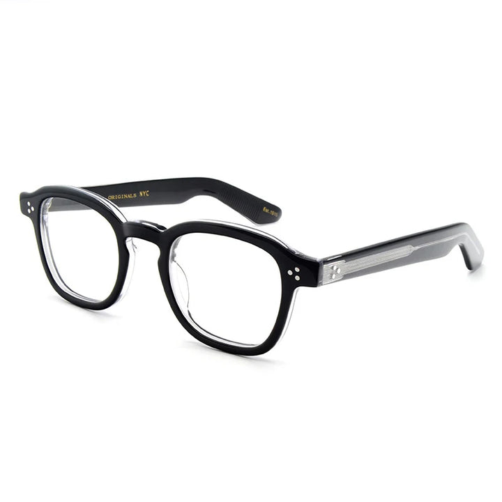 Black Mask Unisex Full Rim Square Acetate Eyeglasses 484023 Full Rim Black Mask Black-Transparent  