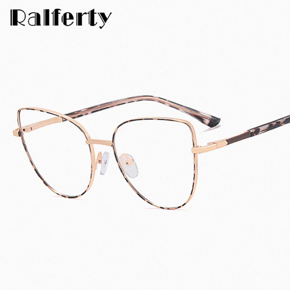 Ralferty Women's Full Rim Square Cat Eye Alloy Eyeglasses R81530 Full Rim Ralferty   