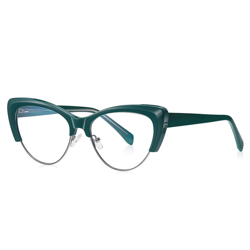 CCspace Unisex Full Rim Square Cat Eye Tr 90 Titanium Eyeglasses 57455 Full Rim CCSpace Green  