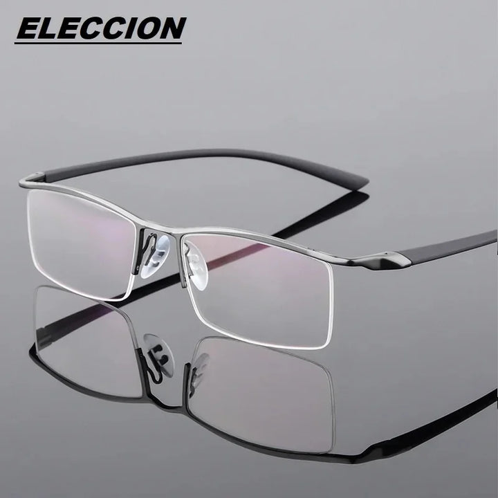 Eleccion Men's Semi Rim Brow Line Titanium Eyeglasses 8190 Semi Rim Eleccion C4. Grey Frame