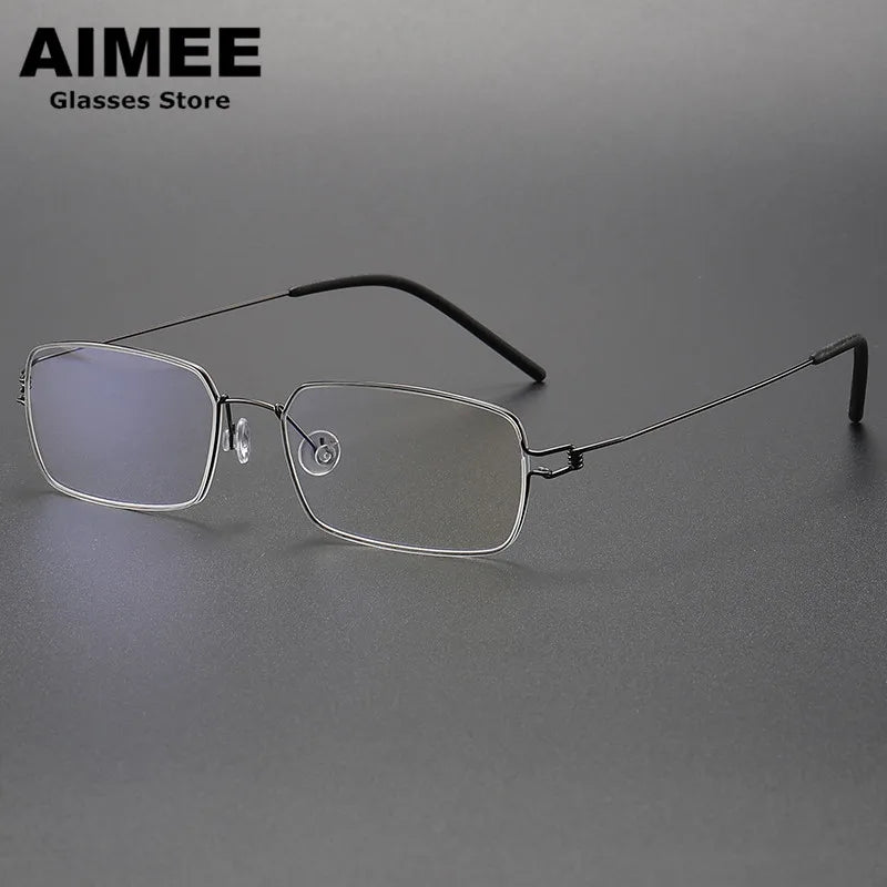 Aimee Unisex Full Rim Square Screwless Titanium Eyeglasses 20911 Full Rim Aimee Gun-Grey  