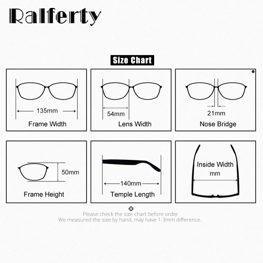 Ralferty Unisex Full Rim Square Double Bridge Alloy Tr 90 Eyeglasses R977 Full Rim Ralferty   