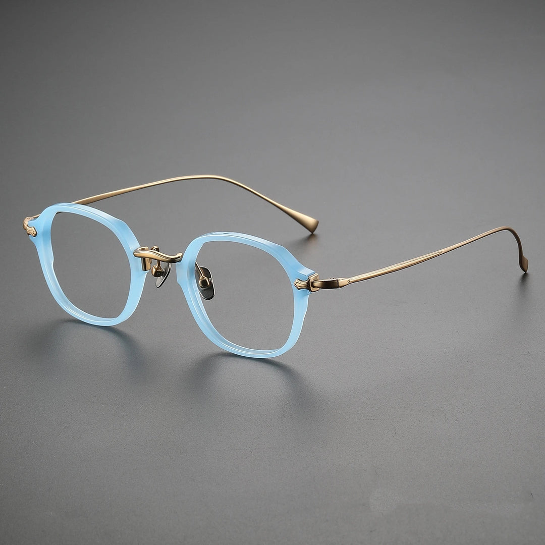 Yimaruili Unisex Full Rim Square Oval Acetate Titanium Eyeglasses 369183