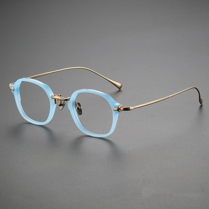 Yimaruili Unisex Full Rim Square Oval Acetate Titanium Eyeglasses 369183