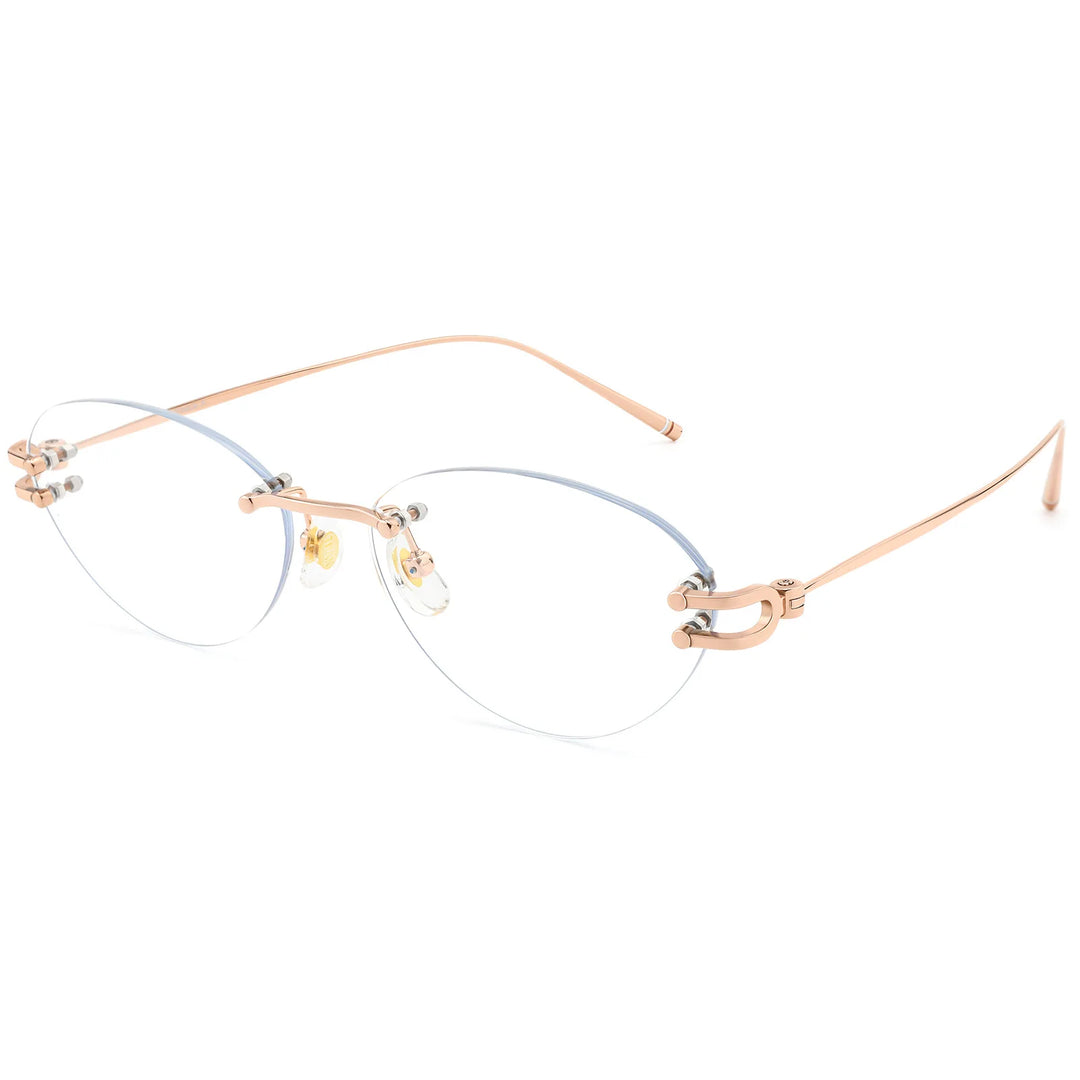 Yimaruili Unisex Rimless Cat-Eye Pure Titanium Eyeglasses 25088WK — view 5 | Yimaruili at FuzWeb