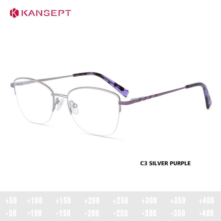 Kansept Women's Semi Rim Square Cat Eye Alloy Reading Glasses 72702