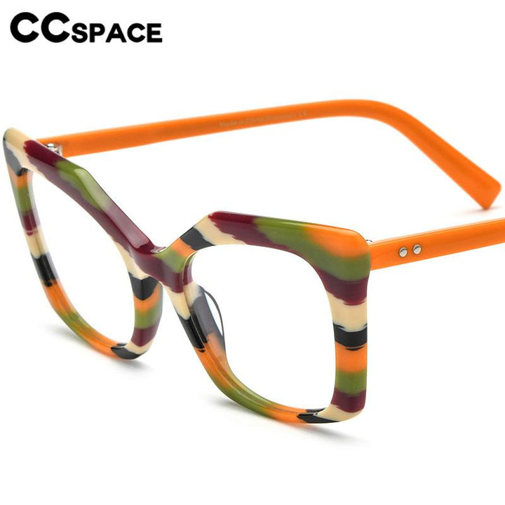 CCSpace Unisex Full Rim Large Cat Eye Acetate Eyeglasses 56581 Full Rim CCspace   