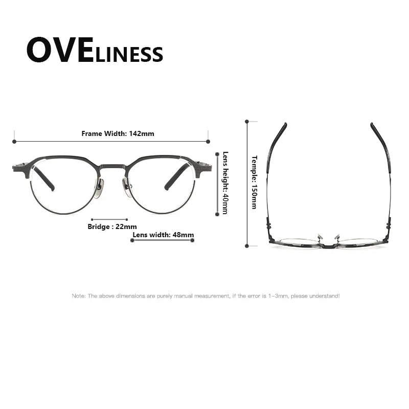 Oveliness Unisex Full Rim Oval Round Titanium Eyeglasses 322033
