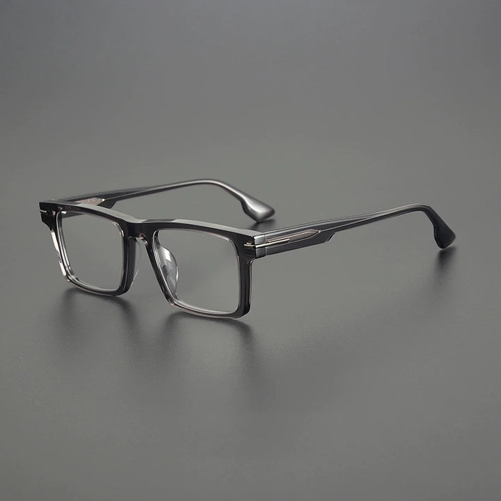 Black Mask Unisex Full Rim Flat Top Square Acetate Eyeglasses 4529 Full Rim Black Mask Gray