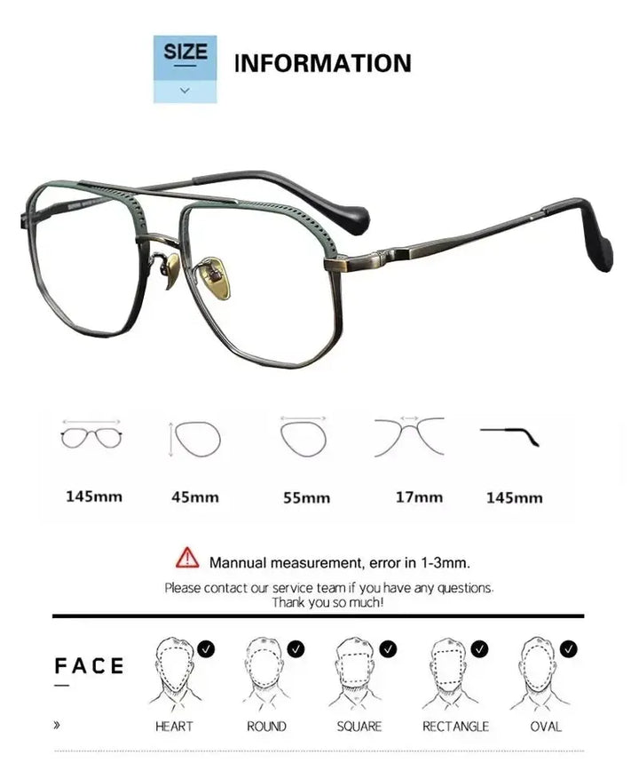 Bobbie 130500 Unisex Full Rim Oval Double Bridge Titanium Frames — view 2 | Bobbie at FuzWeb