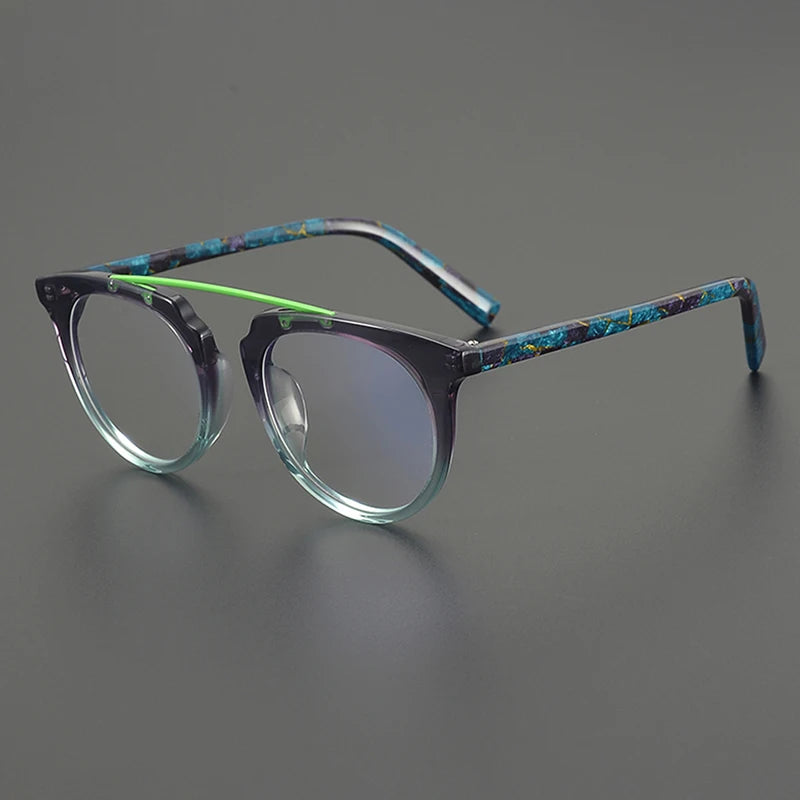 Nobler Unisex Full Rim Flat Top Oval Brow Line Acetate Eyeglasses 48290