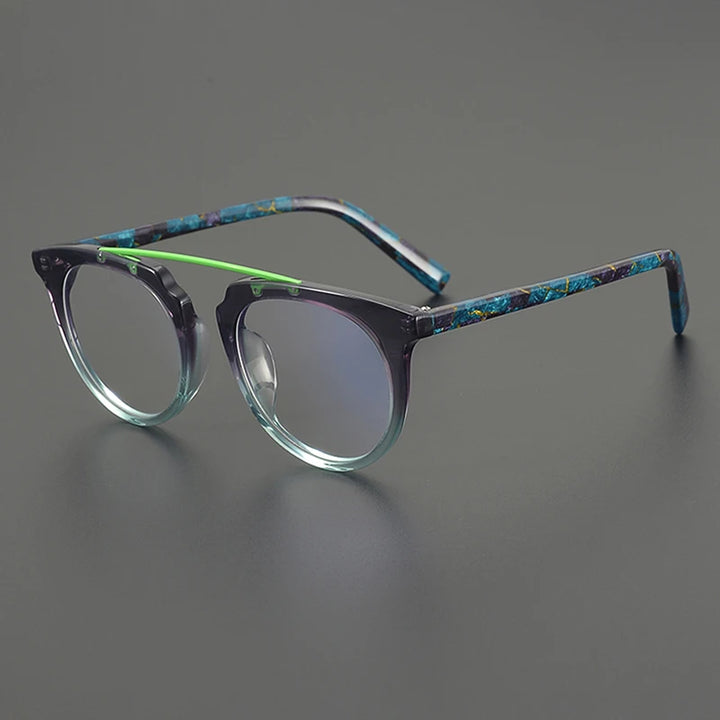 Nobler Unisex Full Rim Flat Top Oval Brow Line Acetate Eyeglasses 48290