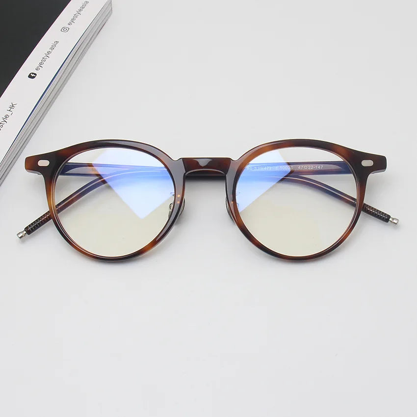 Black Mask Unisex Full Rim Round Acetate Eyeglasses 91443