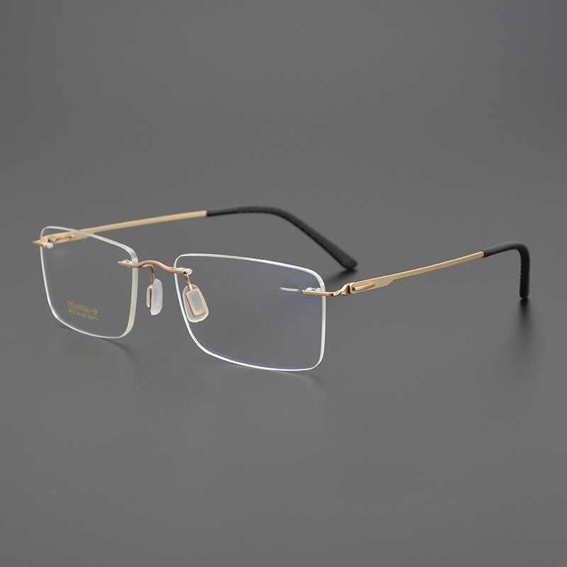 Bclear Unisex Rimless Square Titanium Eyeglasses My9912 Rimless Bclear Gold  