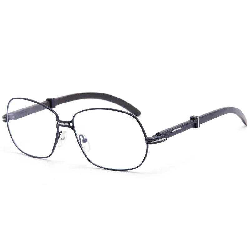 Muzz 1105888 men's oval alloy prescription eyeglasses with wood temples — view 5