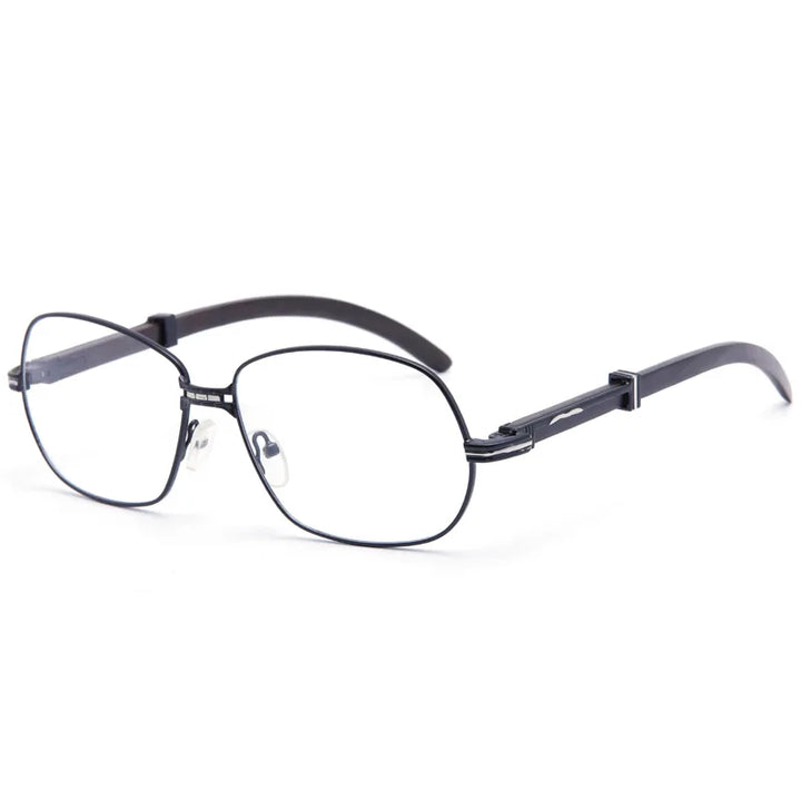 Muzz 1105888 men's oval alloy prescription eyeglasses with wood temples — view 5