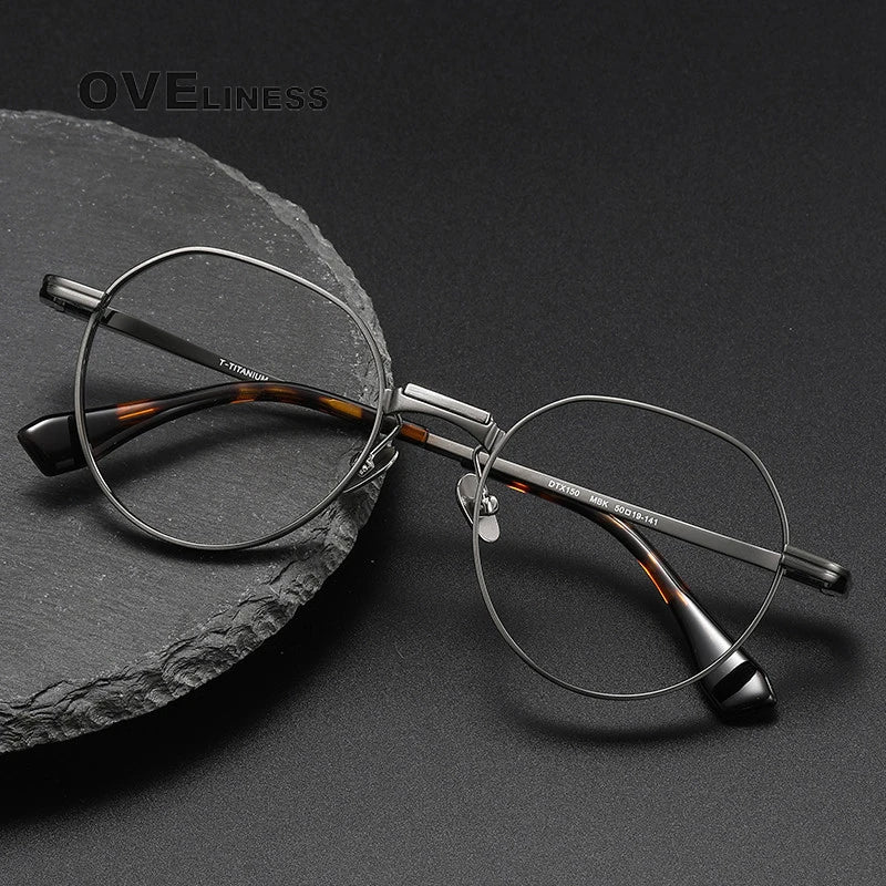 Oveliness Unisex Full Rim Flat Top Round Titanium Eyeglasses D150 Full Rim Oveliness   