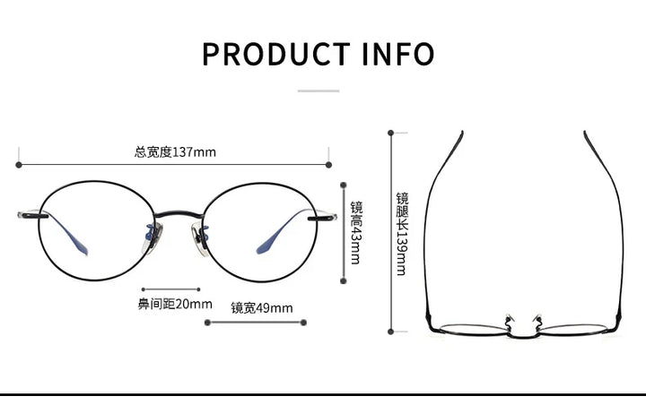 Black Mask Women's Full Rim Oval Round Titanium Eyeglasses 72158