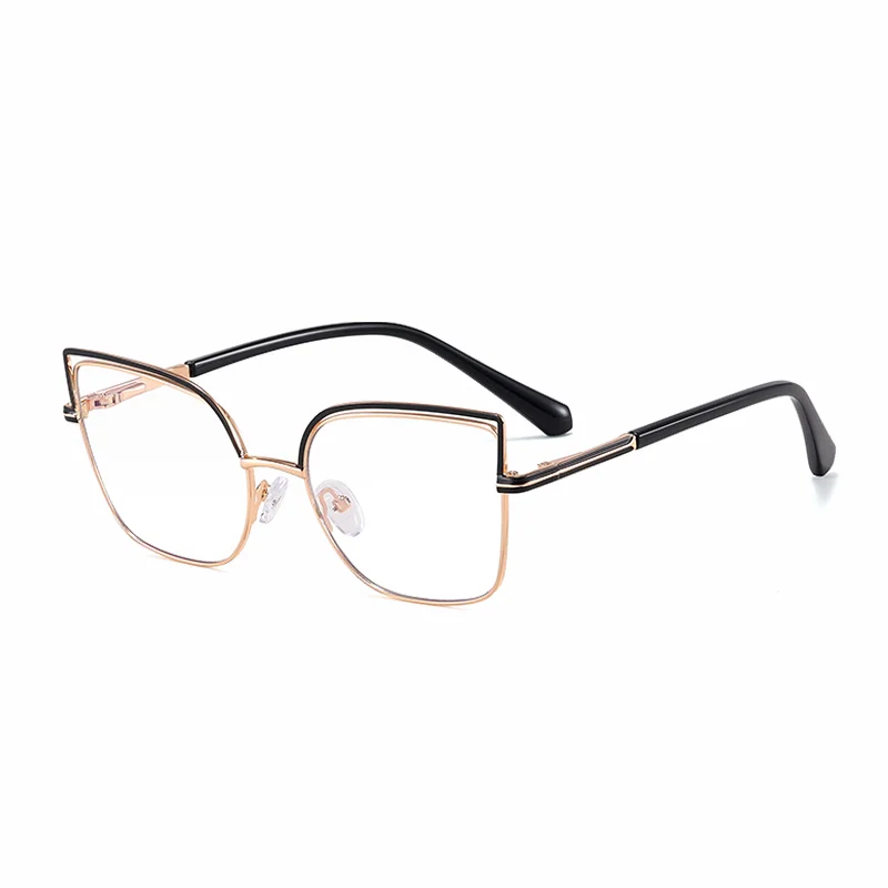 Ralferty Women's Full Rim Square Cat Eye Acetate Alloy Eyeglasses 82148 Full Rim Ralferty C1 Black CHINA 