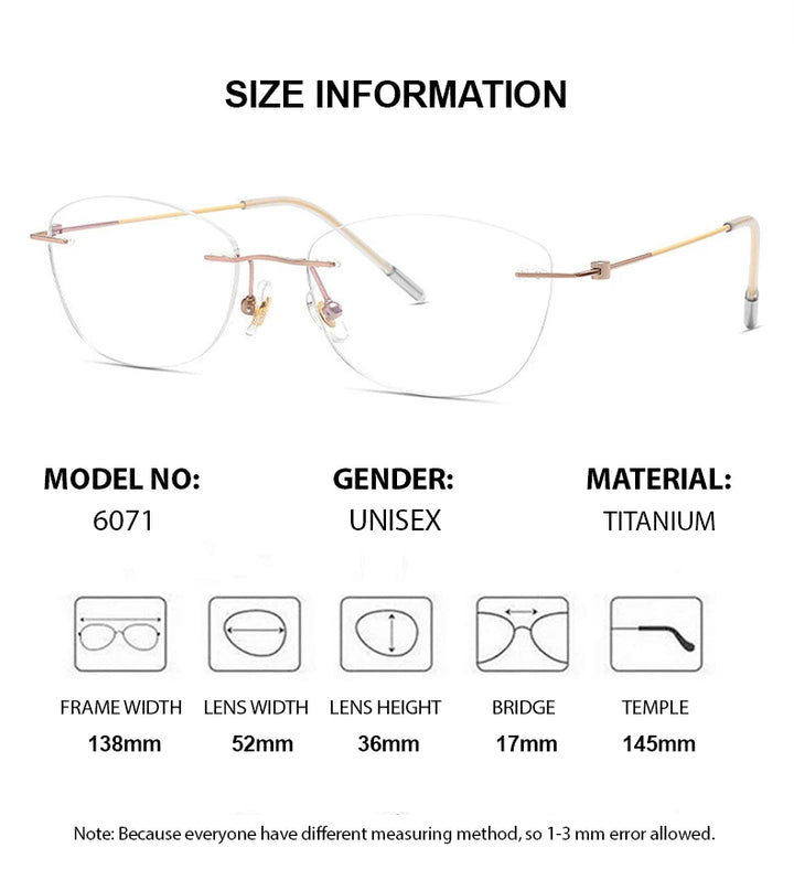 Summer Flower Women's Rimless Oval Titanium Eyeglasses 86071 Rimless Summer Flower