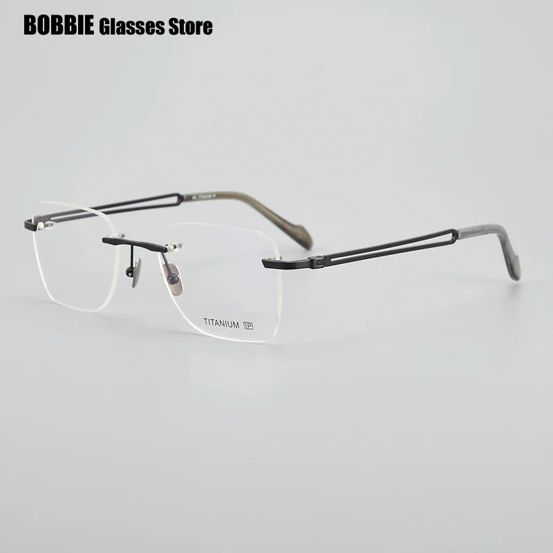 Bobbie Unisex Rimless Polygon Square Titanium Eyeglasses 919062
