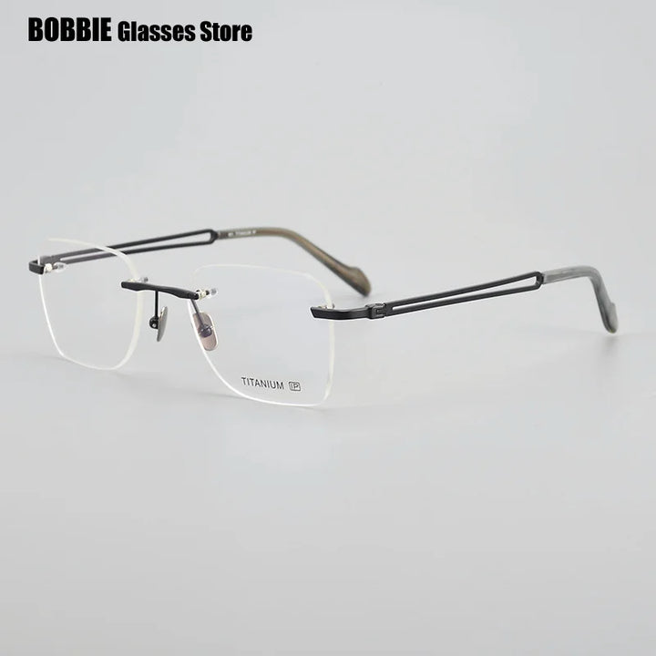 Bobbie Unisex Rimless Polygon Square Titanium Eyeglasses 919062