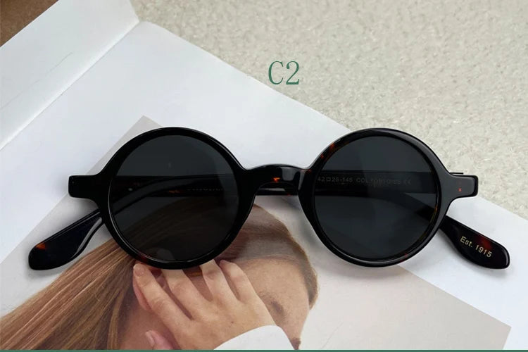 Yujo Unisex Full Rim Round Acetate Sunglasses 4225s Sunglasses Yujo C2 CHINA 