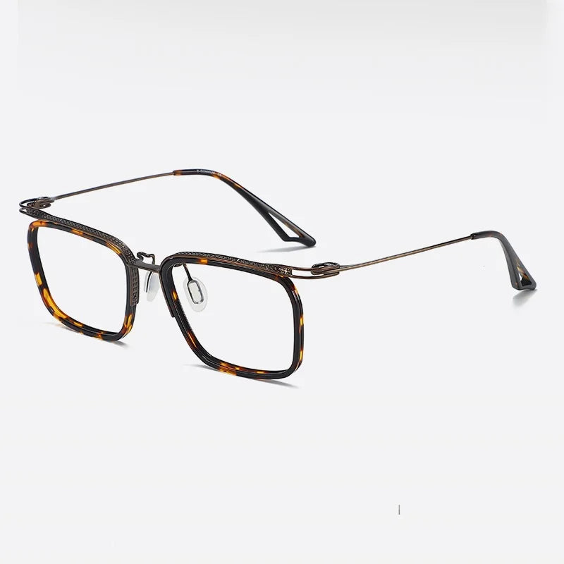 Bobbie Unisex Full Rim Big Square Acetate Titanium Eyeglasses 808663