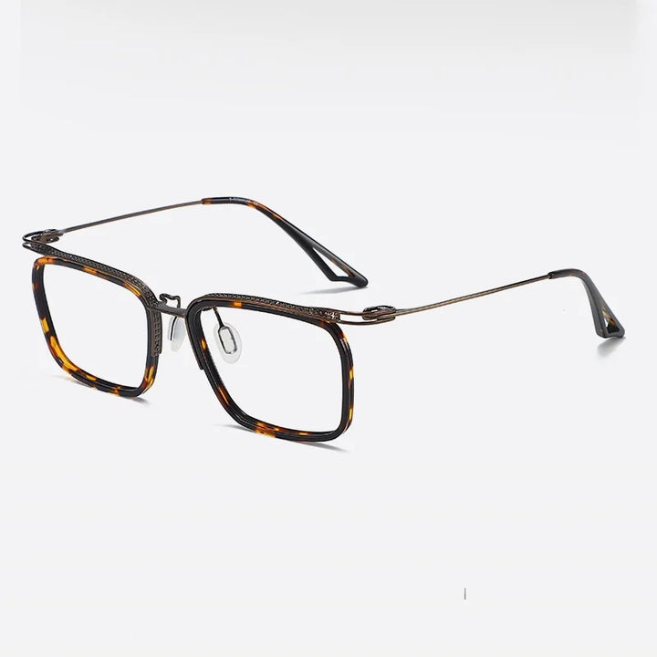 Bobbie Unisex Full Rim Big Square Acetate Titanium Eyeglasses 808663