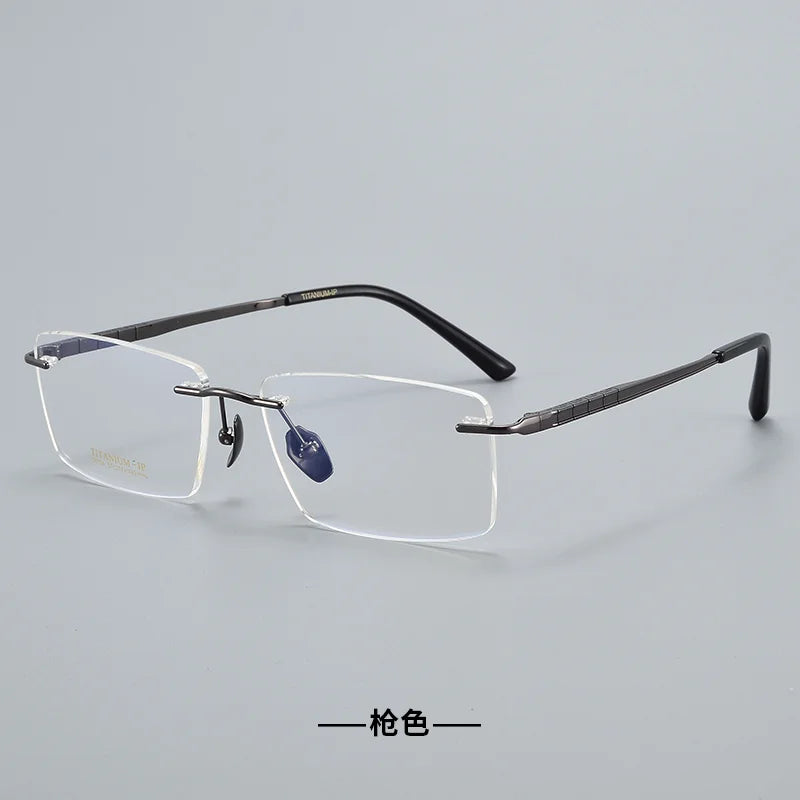 Reven Jate Women's Rimless Square Brow Line Titanium Eyeglasses 91104