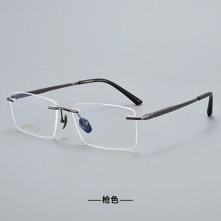 Reven Jate Women's Rimless Square Brow Line Titanium Eyeglasses 91104