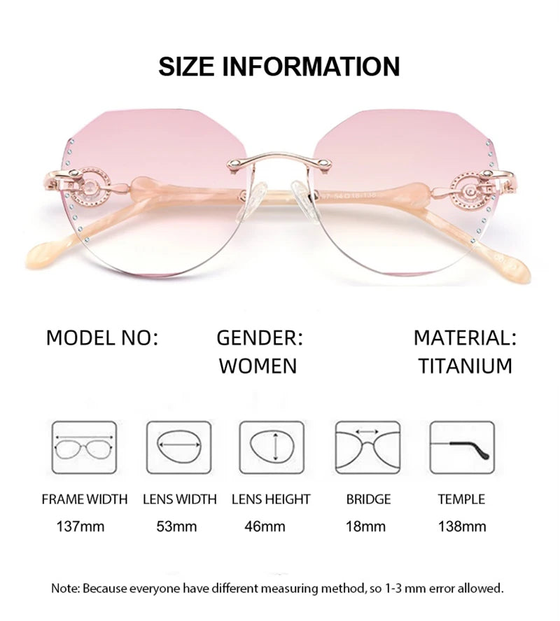 Summer Flower Women's Rimless Flat Top Oval Titanium Eyeglasses 693097