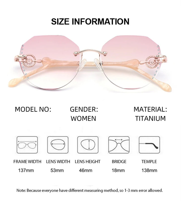 Summer Flower Women's Rimless Flat Top Oval Titanium Eyeglasses 693097