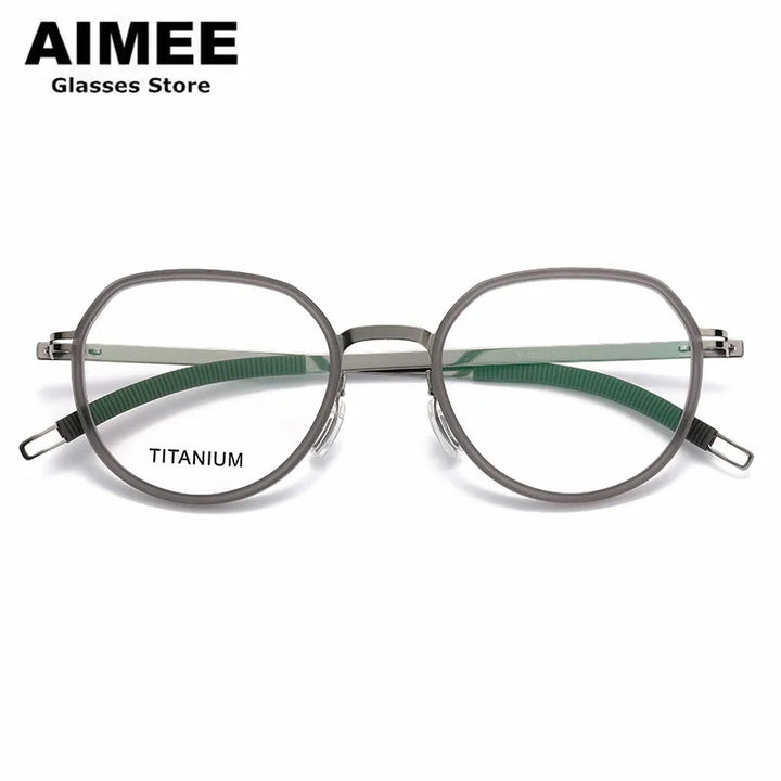 Aimee Unisex Full Rim Flat Top Oval Titanium Acetate Eyeglasses 60219 Full Rim Aimee   