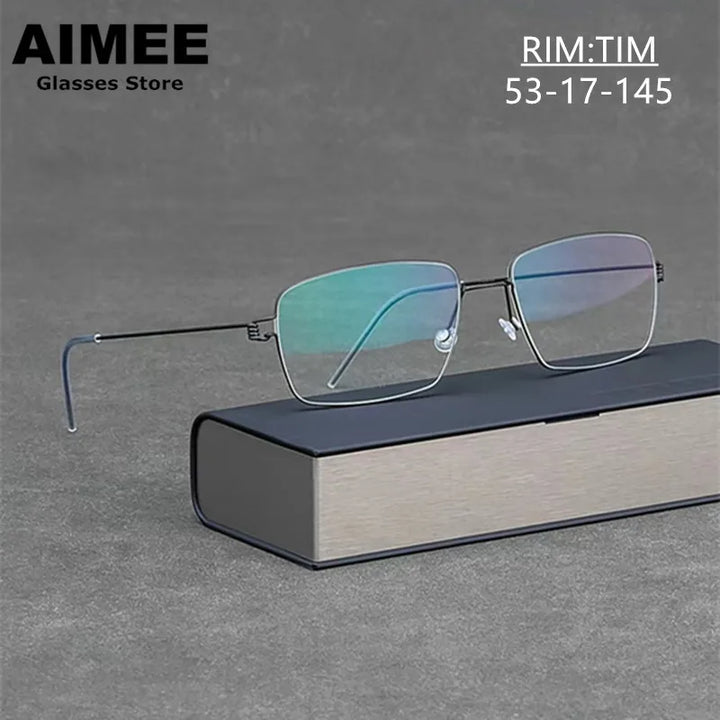 Aimee Unisex Full Rim Square Screwless Titanium Eyeglasses 20911 Full Rim Aimee   