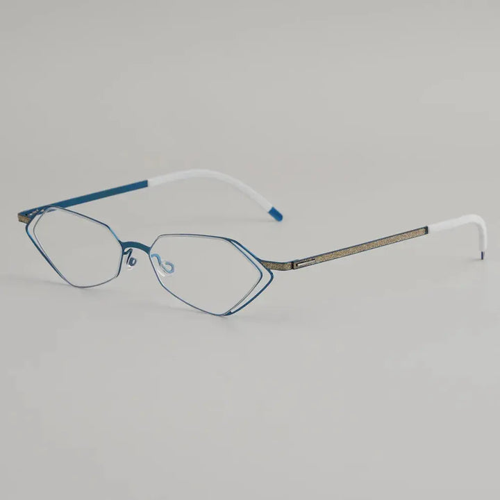 Bobbie 339541 Unisex Screwless Full Rim Polygon Oval Titanium Frames FuzWeb