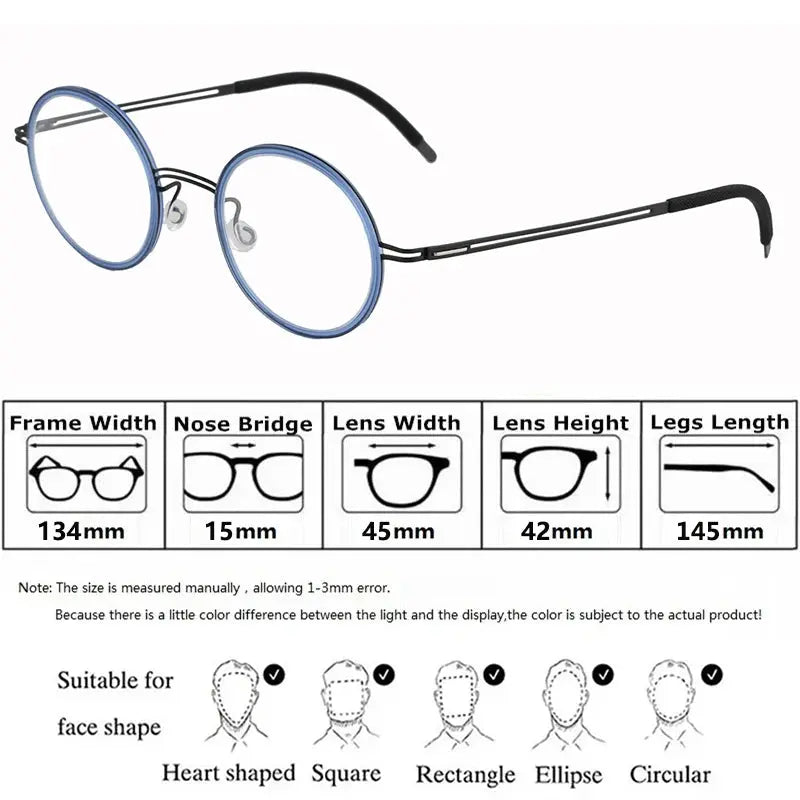 Bobbie 471972 Women’s Screwless Acetate Full Rim Round Titanium Frames — view 2 | Bobbie at FuzWeb