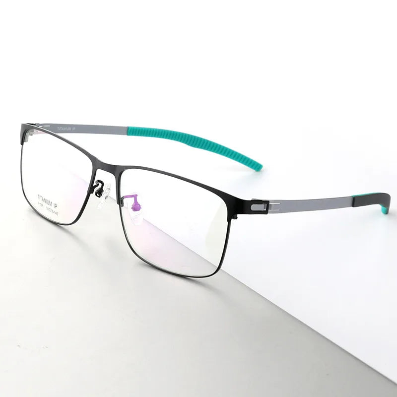 Aimee Unisex Full Rim Square Screwless Titanium Sport Eyeglasses 61995 Full Rim Aimee Black-Silver-Green  