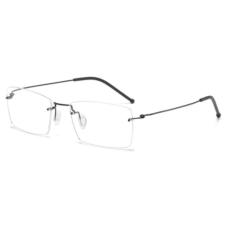 Hdcrafter Unisex Rimless Square Titanium Eyeglasses T5935 Rimless Hdcrafter Eyeglasses Black  