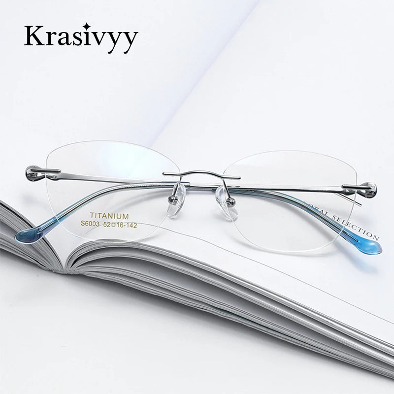 Krasivyy Women's Rimless Oval Square Titanium Eyeglasses 6003 Rimless Krasivyy   